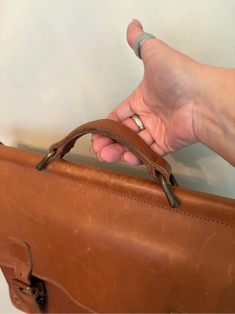 L.L. BEAN Leather Messenger Satchel Bag in Brown -